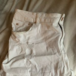 White jean shorts